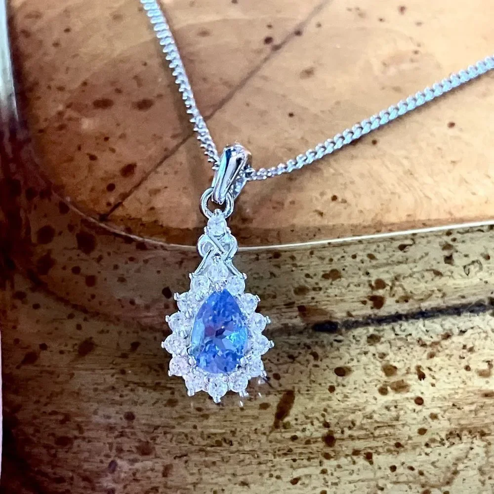 Natural Tanzanite Sterling Silver Necklace